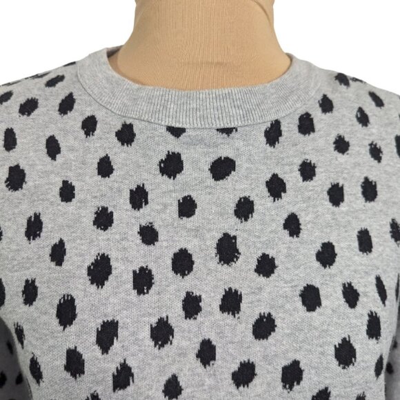 H & M Cotton Polka Dot Midweight Crew Neck Sweater Gray Black Size Small - Picture 4 of 12